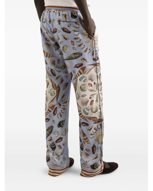 Dolce & Gabbana White Shell-Print Pajama Trousers for men