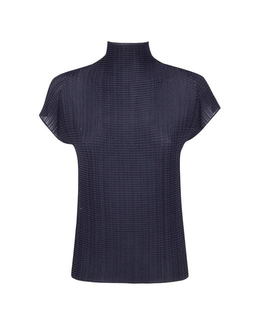 Issey Miyake Blue Wooly Pleats Bk Wt 66 Shirt