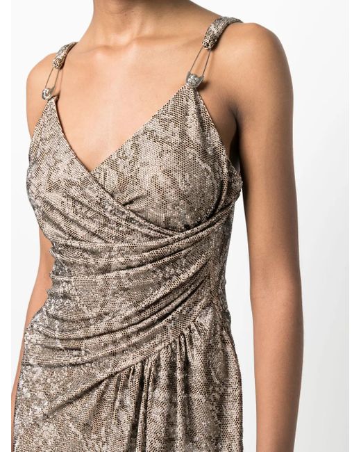 Philipp Plein Natural Python-Print Embellished Mini Dress