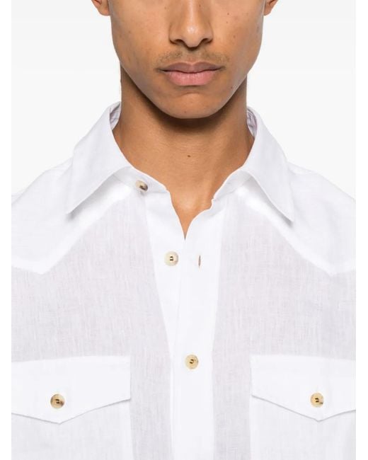 Jacob Cohen White Linen Shirt for men