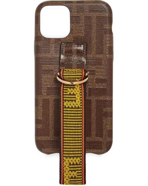 Fendi Brown Canvas-trimmed Printed Textured-silicone Iphone 11 Pro Case