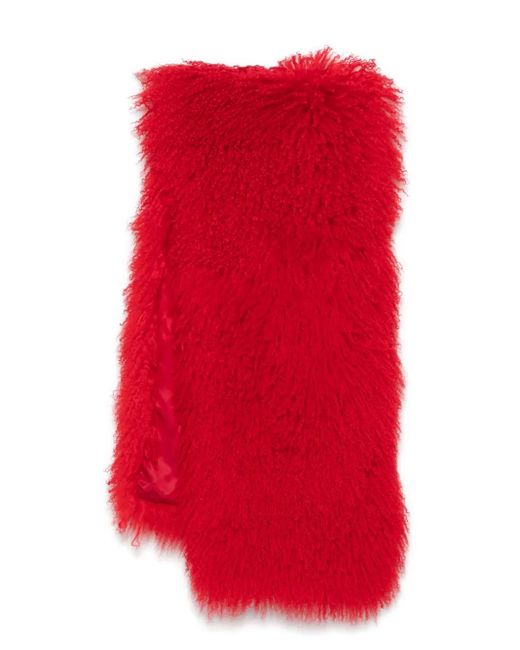 Manokhi Red Faux-Sur Scarf