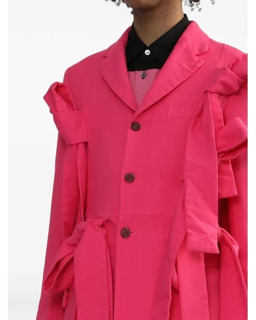 Comme des Garçons Pink Bow-Details Coat for men