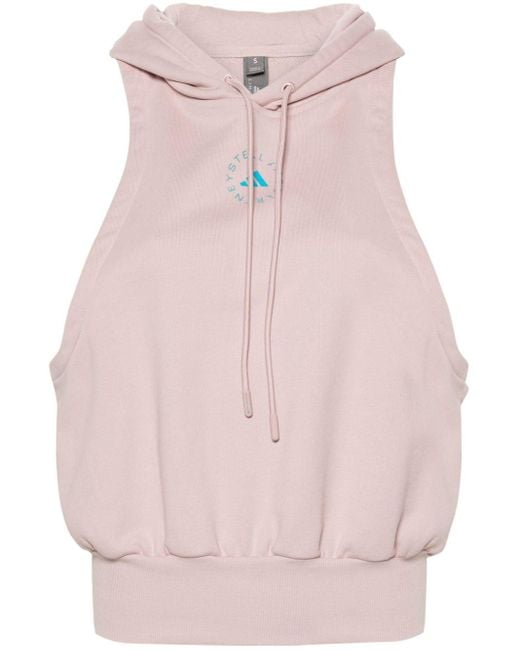 Adidas By Stella McCartney Pink Logo-print Sleeveless Hoodie