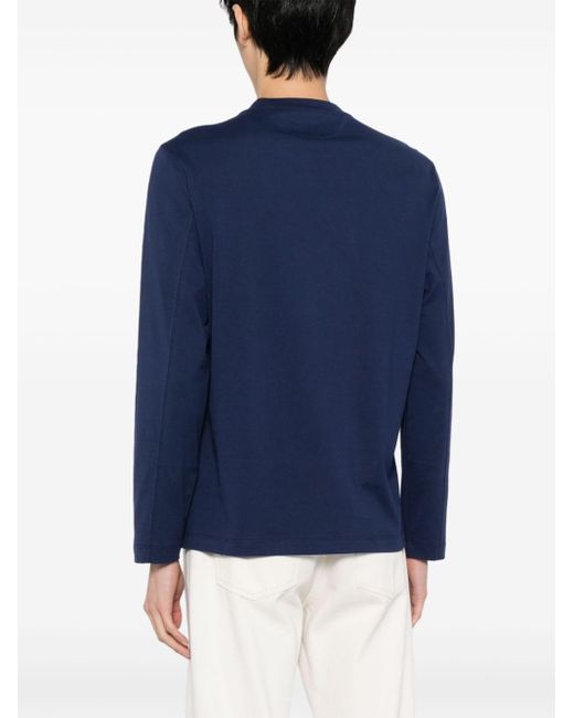 Brunello Cucinelli Blue Long-sleeve Cotton T-shirt for men