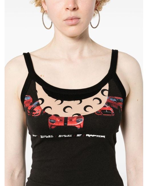 MARINE SERRE Black Regenerated T-Shirt mit Print