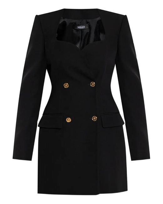 Versace Black Double-Breasted Blazer Dress