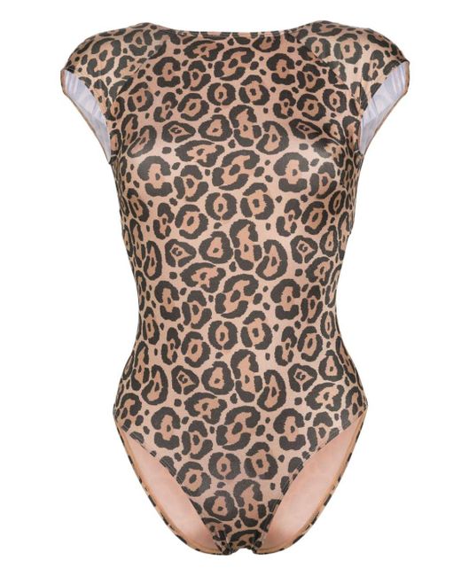 Emporio Armani Natural Badeanzug mit Leoparden-Print