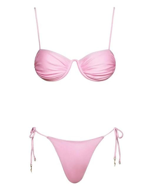 Noire Swimwear Pink Monowire Tie-Fastening Bikini