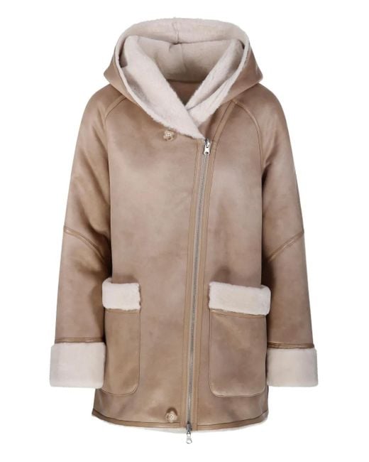 Urbancode Natural Hooded Shearling Coat