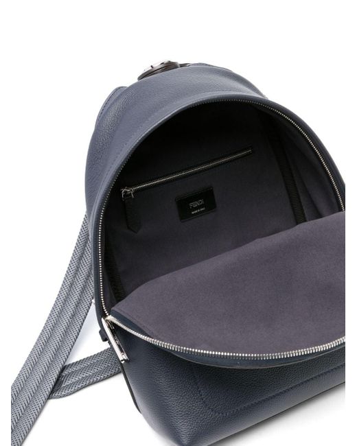 Fendi Blue Small Chiodo Leather Backpack for men