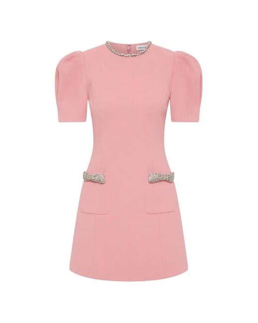 Rebecca Vallance Pink Nemy Puff-Sleeve Mini Dress