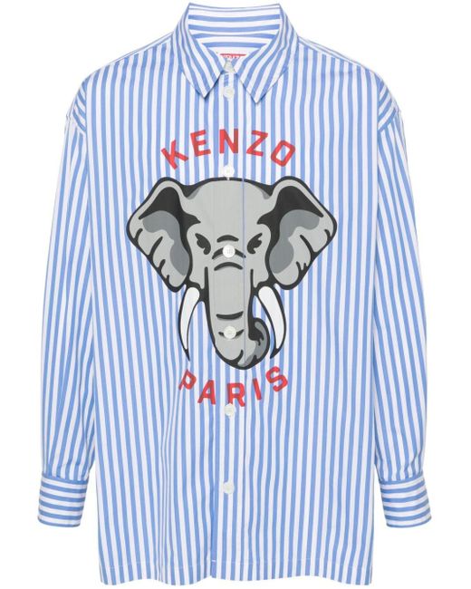 KENZO Gestreept Overhemd in het Blue voor heren