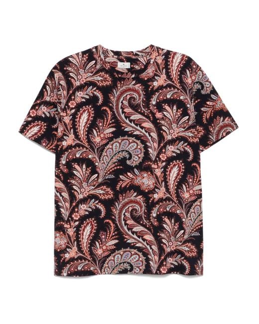 Etro T-Shirt Met Paisley-Print in het Pink voor heren
