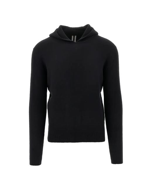 Rick Owens Black Fine-Knit Hoodie for men