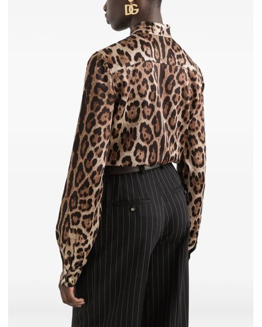 Dolce & Gabbana Brown Leopard-Print Blouse