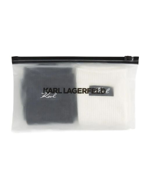 Karl Lagerfeld Black Signature-Logo Socks (Pack Of Two)