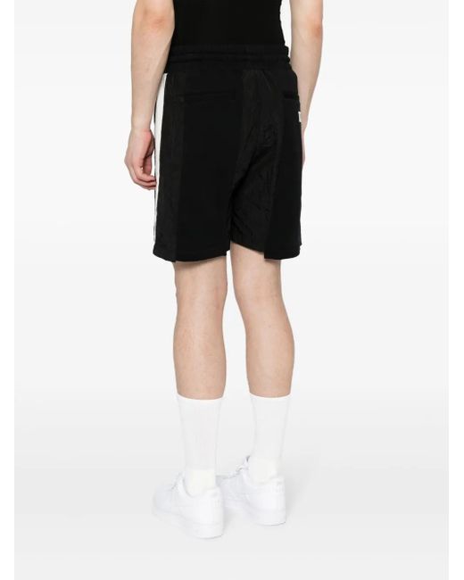 Mostly Heard Rarely Seen Black Striped Panelled Cotton Track Shorts for men