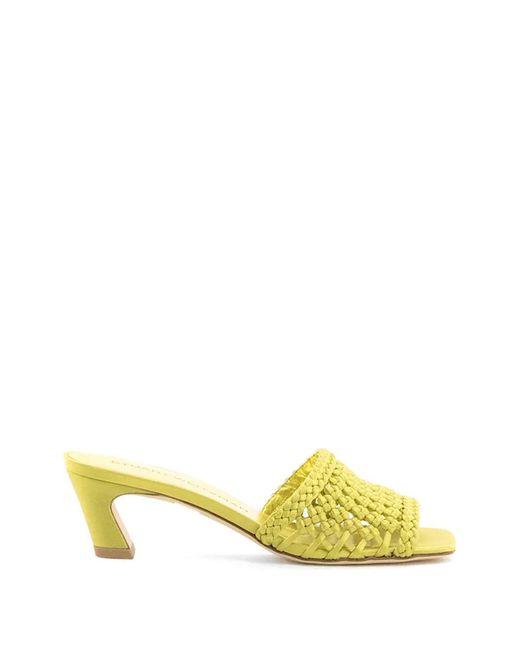 Stuart Weitzman Yellow Marina Woven Sandals