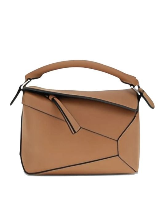 Loewe Brown Mini Puzzle Edge Geometric-Panel Tote Bag