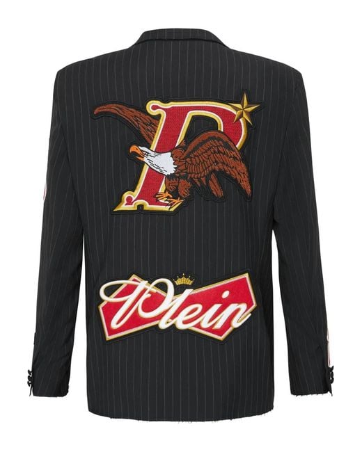 Philipp Plein Black Eagle-Appliqué Blazer for men