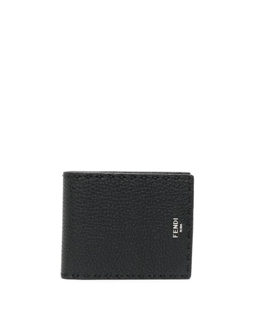 Fendi Black Logo-plaque Leather Wallet for men