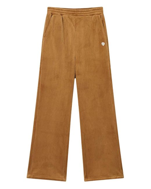 Chocoolate Brown Cord Heart-Logo Track Pants