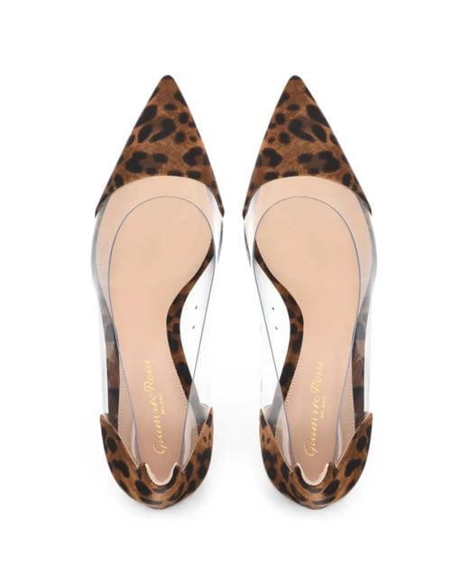 Gianvito Rossi Metallic Plexi 85 Leopard-Print Pumps