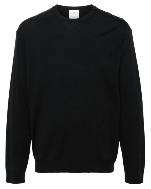 Courreges Black Button-Fastening Shoulder Fine-Knit Jumper for men