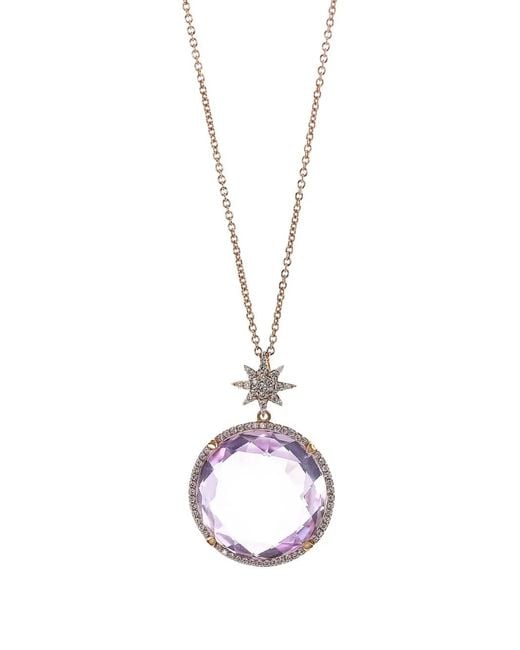 Lisa Nik Pink 18Kt Rose Star Bail Amethyst Necklace