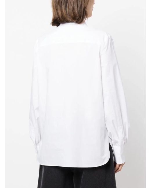 Karl Lagerfeld White Wide-Sleeves Necktie Shirt