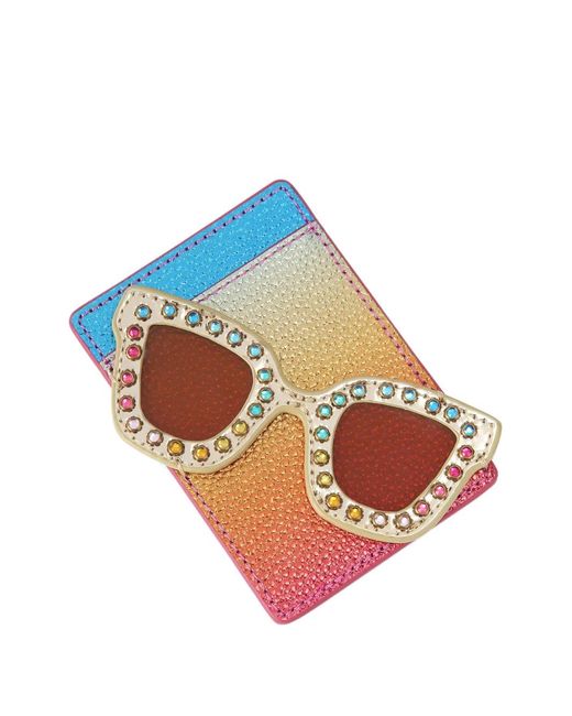 Kurt Geiger Blue Crystal-Embellished Sunglasses Metallic Card Holder