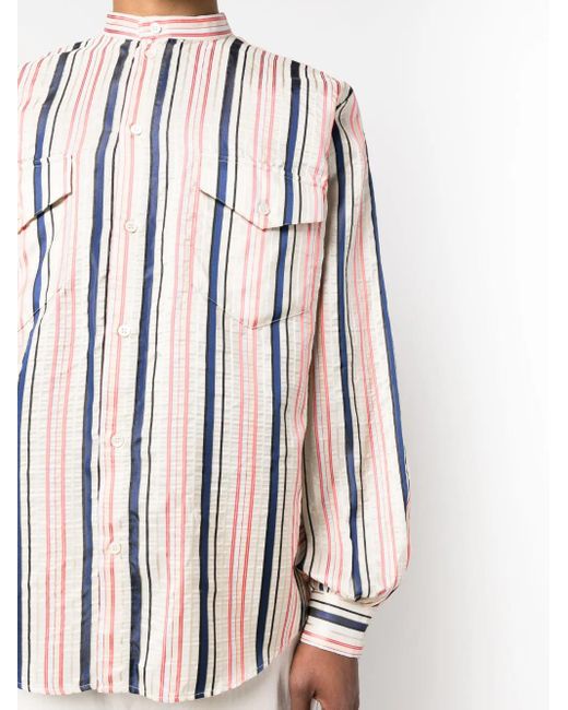 Bally Red Long-Sleeve Striped Silk Shirt for men