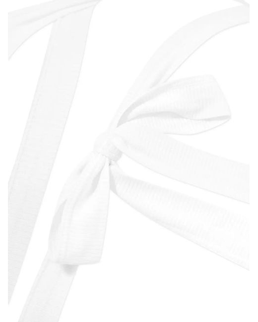 Maison Close White La Femme Amazone Ribbed Wrap Top
