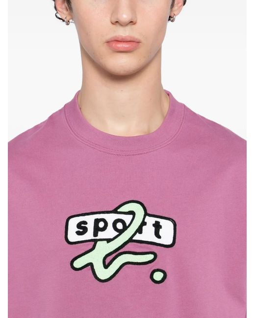 SPORT b. by agnès b. Pink Logo-Embroidered T-Shirt for men