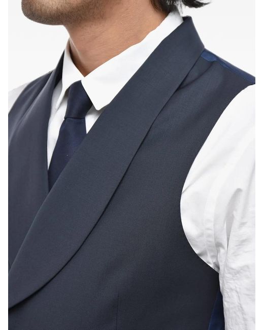 Corneliani Blue Shawl-Lapel Double-Breasted Waistcoat for men
