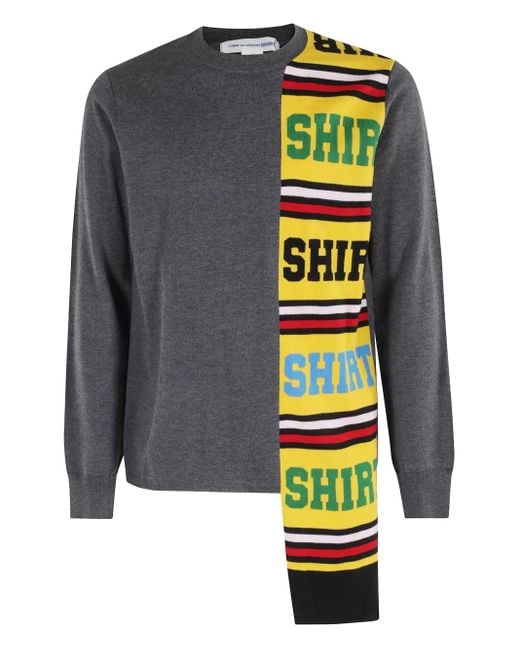 Comme des Garçons Trui Met Gestreept Vlak in het Gray voor heren