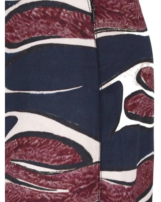 Marni Blue Abstract-Print Midi Skirt