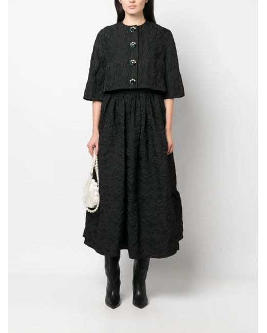 Erdem Black Textured Cropped Jacket