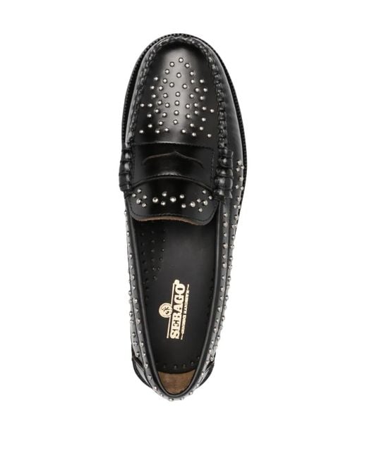 Sebago Black Stud-Embellished Leather Loafers