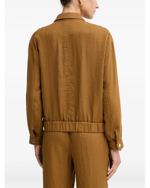 Morgan Brown Zip-Up Elasticated-Hem Bomber Jacket