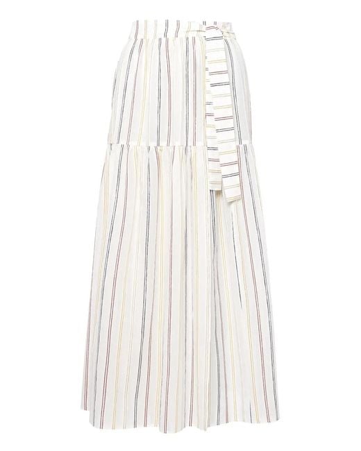 Eres White Brillante Striped Tiered Maxi Skirt