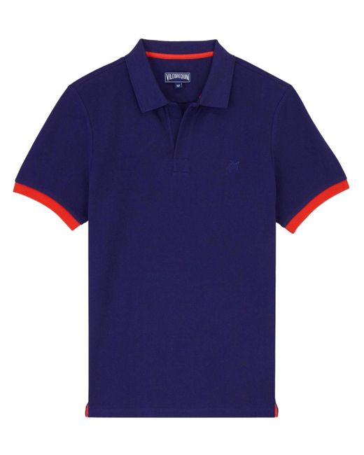 Vilebrequin Blue Logo-embroidered Organic Cotton Polo Shirt for men