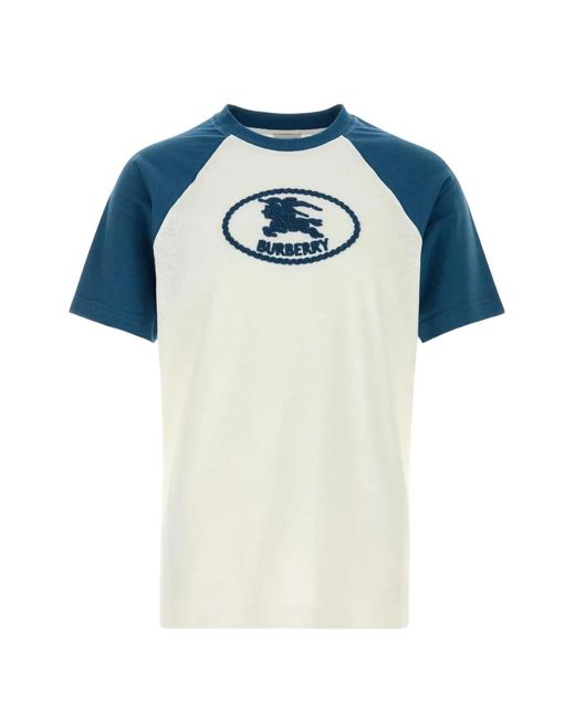 Burberry Blue Logo-Embroidered Raglan-Sleeves T-Shirt for men