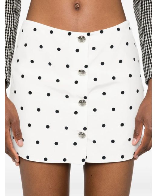 Alessandra Rich White Polka Dot-Print Miniskirt
