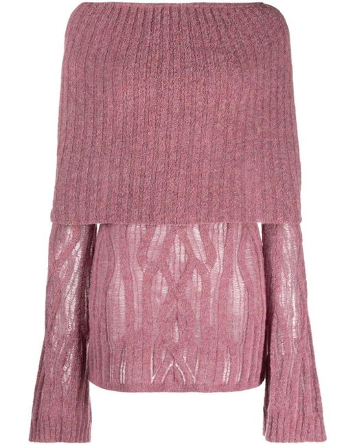 Jean Paul Gaultier Pink + Knwls Minikleid Aus Einer Wollmischung In Zopfstrick