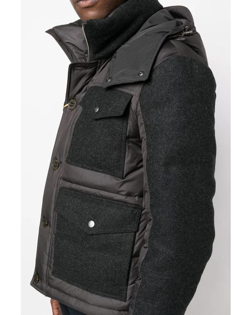 Canali Black Hooded Padded Jacket for men