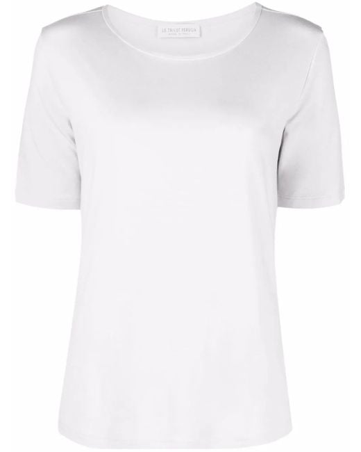 Le Tricot Perugia White Scoop Neck T-Shirt