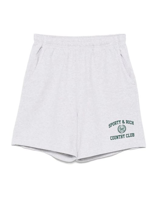 Sporty & Rich White Varsity Crest Gym Shorts