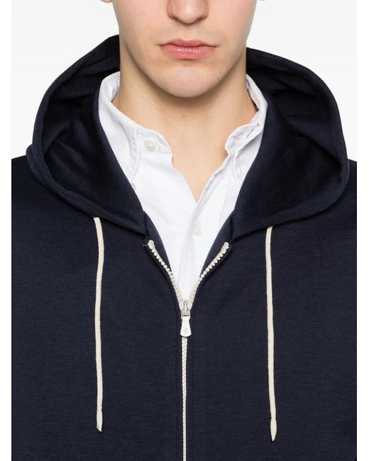 Eleventy Blue Zip-Up Hoodie for men
